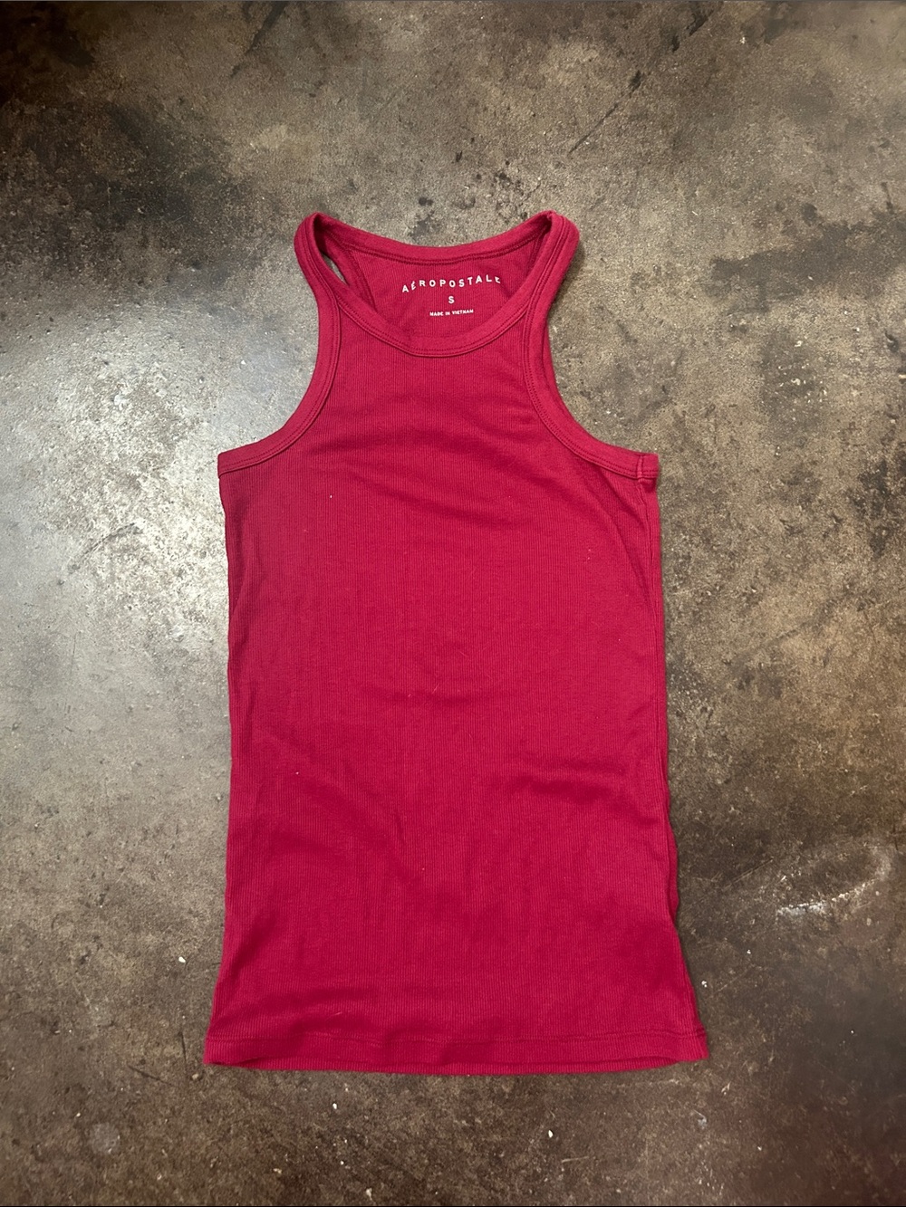 Aeropostale Women's Maroon Ribbed Racerback Tank